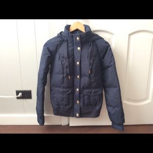 Juicy Couture Down Hooded Bomber Jacket Navy EUC